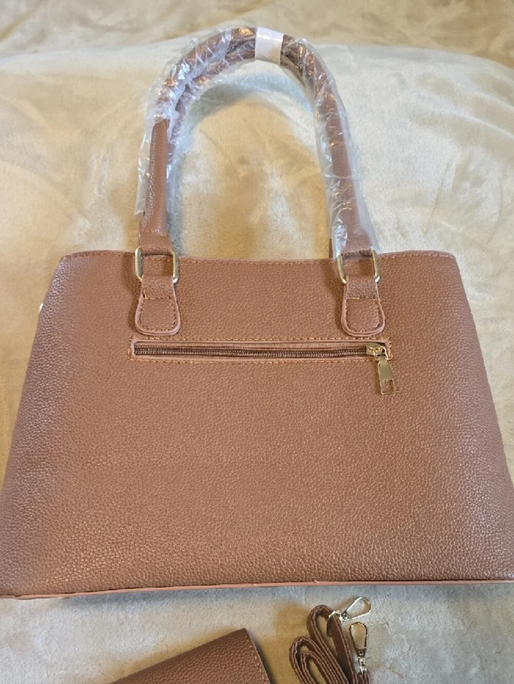 Classic Structured Brown Handbag with Top Handles